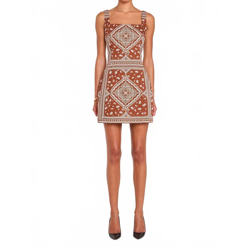Amanda Uprichard Brown Bandana Print Mini Dress
